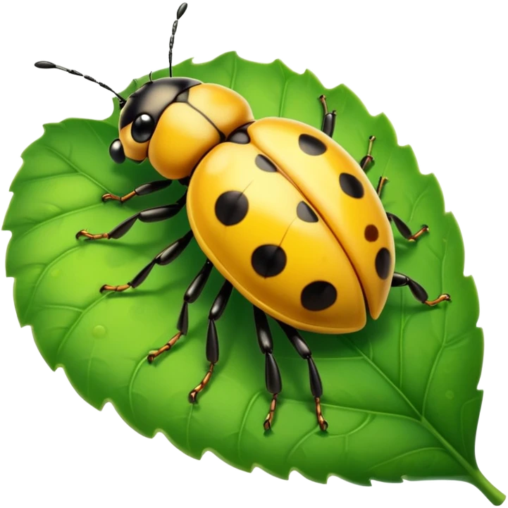  cute yellow lady bug on leaf emoji