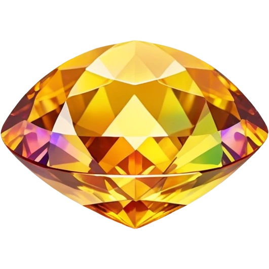 round cut gemstone with delicate golden yellow color, holographic rainbow fire, brilliant facets emoji