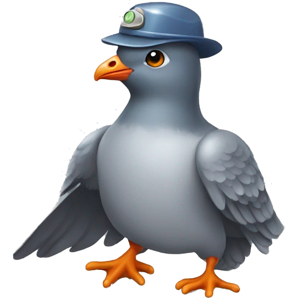 pigeon either miners hat and pick emoji