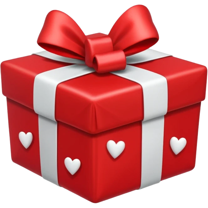 a red gift with a white bow, from which red hearts fly out emoji