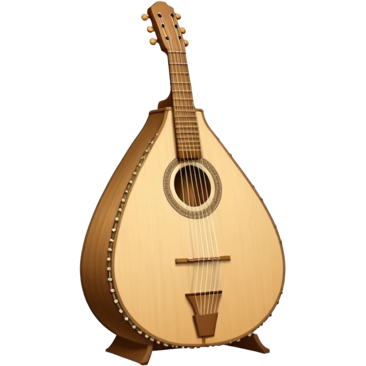 A traditional Ukrainian string instrument with a large pear-shaped wooden body, a short neck, and many strings arranged in a fan shape. It looks like a mix of a lute and a harp and is often held upright and played by plucking the strings. emoji
