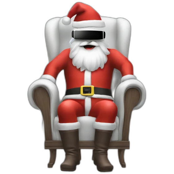 Santa in vr headset on chair emoji
