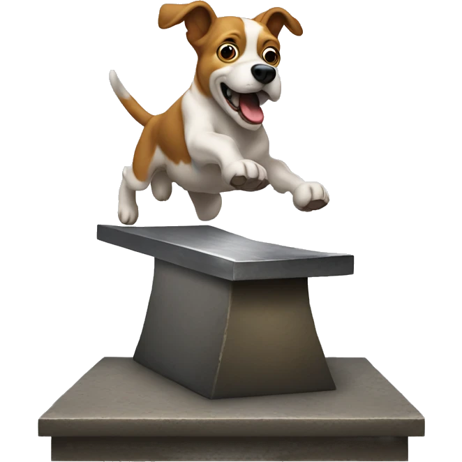 Dog jumping over anvil emoji