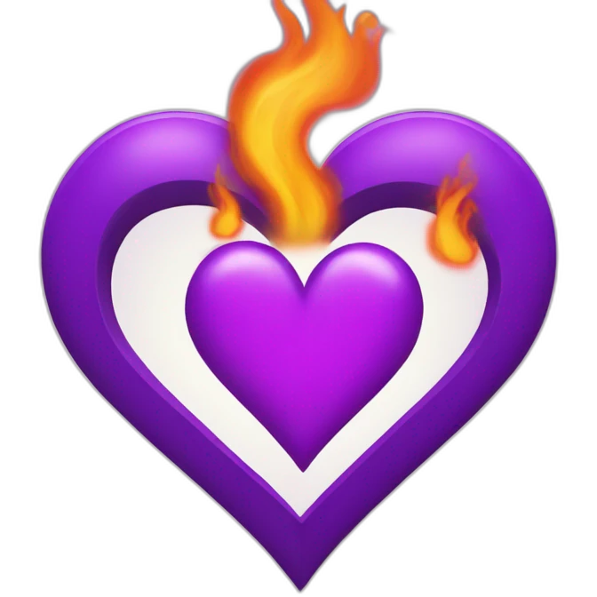 Purple love symbol with fire emoji