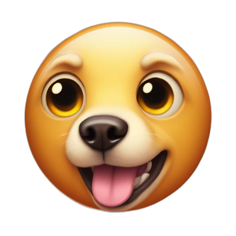 planet Sun with a cartoon dog face with big confident eyes emoji