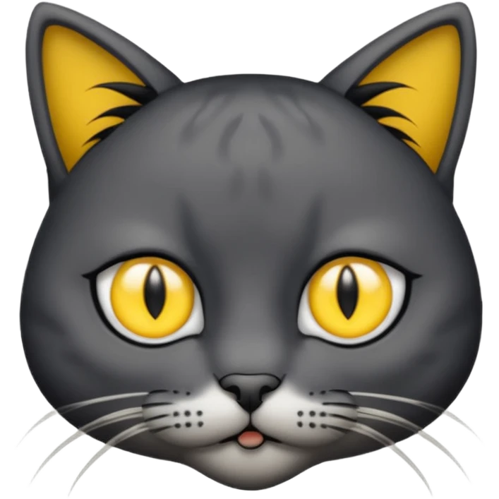 cat with centre-part black hair emoji
