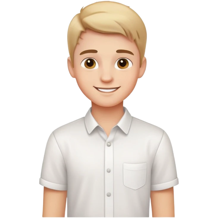 A handsome young smiling boy in a white shirt emoji