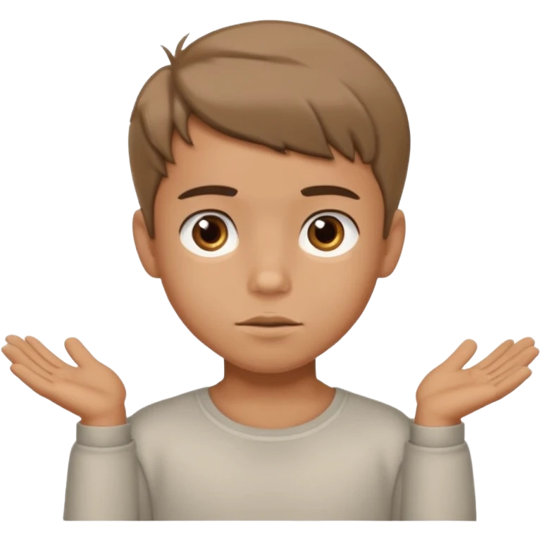 cute boy shrugging his shoulder, boy have good haircut puff style emoji