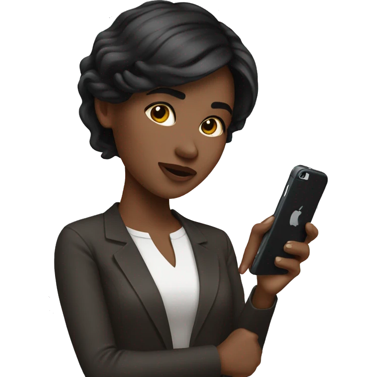 MARKETING GIRL WITH DARK SHORT HAIR AS HOLD IPHONE emoji
