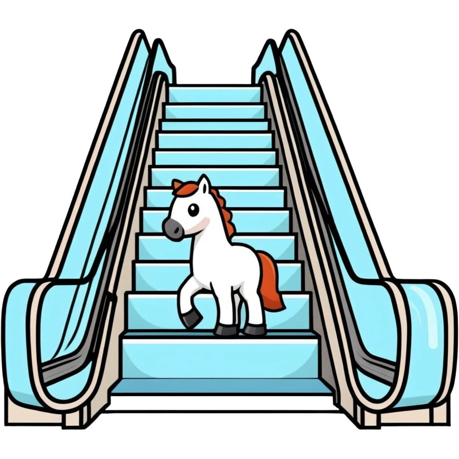 Horse at bottom of escalator  emoji