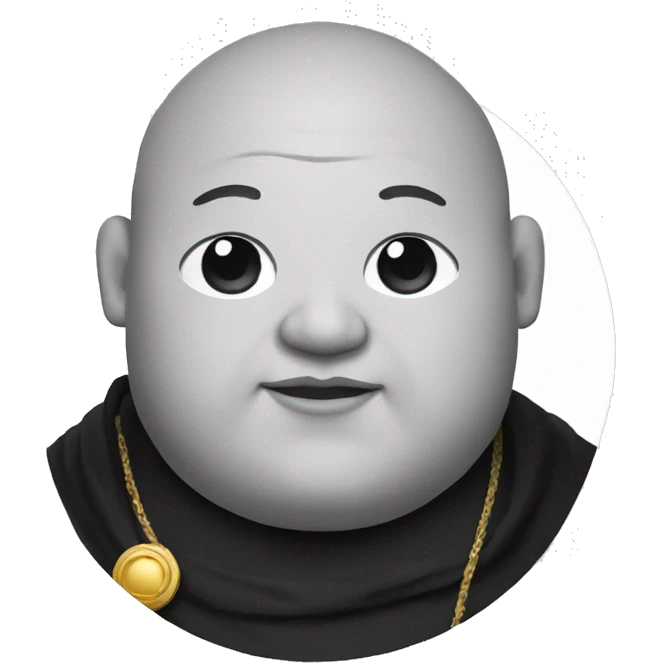 fat monk in black and white robe with halo emoji