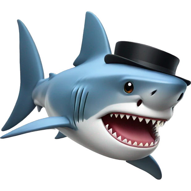 Shark with a top hat emoji