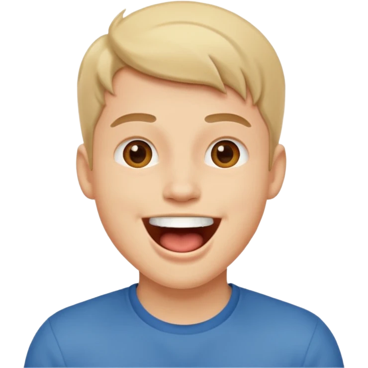 cheek swab for happy young man with open mouth emoji