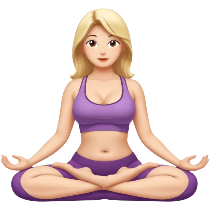Lady with sexy beautiful body sitting in yoga pose big boobs emoji