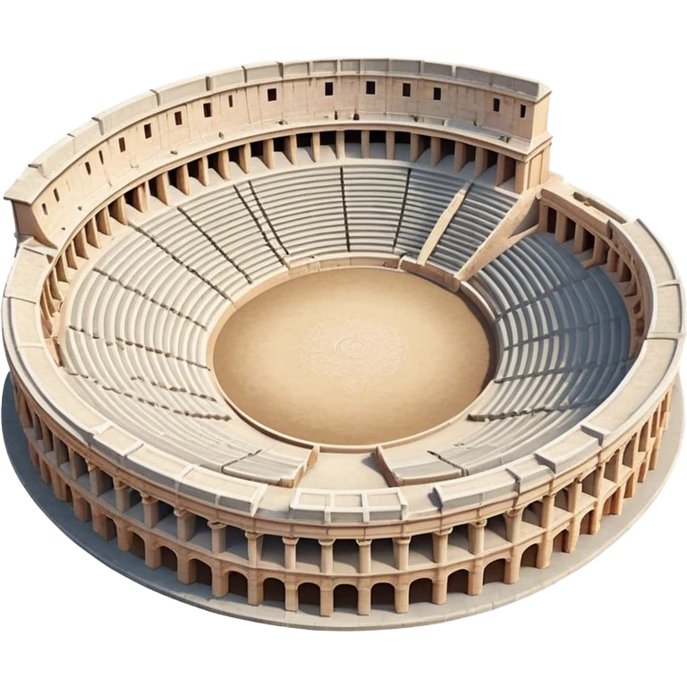 Cinematic Realistic Pula Arena Landmark Emoji, showcasing the ancient Roman amphitheater rendered with detailed weathered stone textures and dramatic lighting. emoji