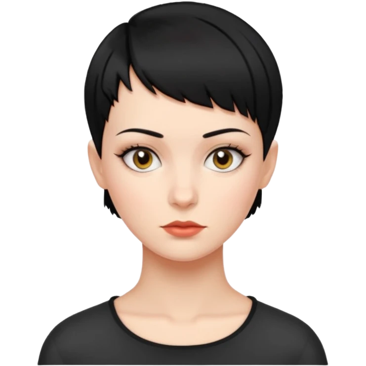 frau freche extreme schwarze Kurzhaarfrisur eine Seite fast keine Haare emoji