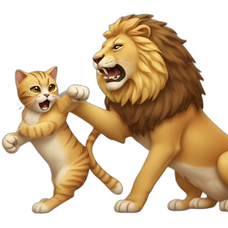 Cat and lion fighting  emoji