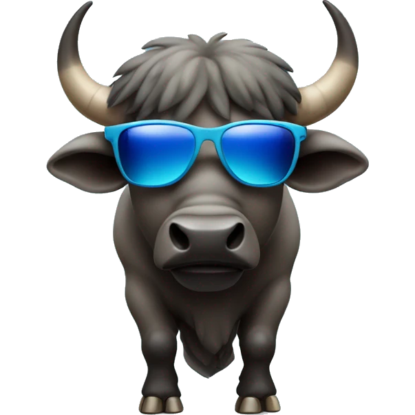 african buffalo with blue sunglasses emoji