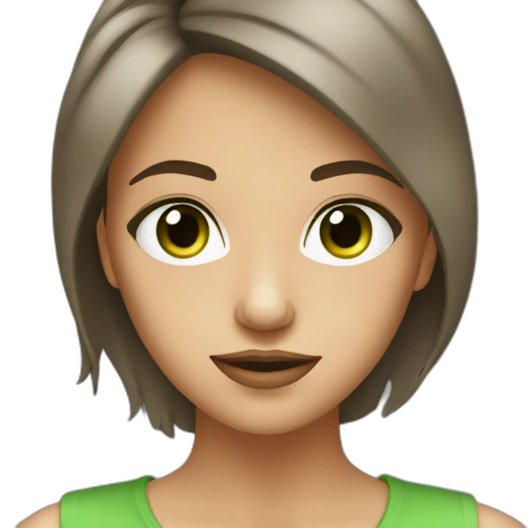 Femme brune avec yeux vert emoji