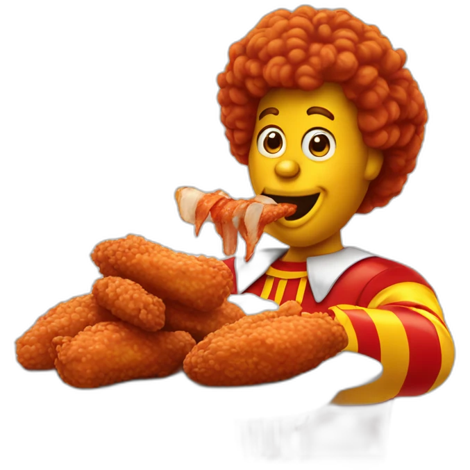 Ronald McDonald eating chicken wings emoji