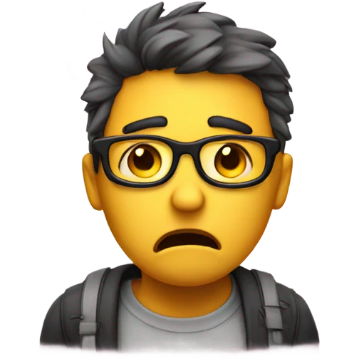 Nerd emoji crying with hearts and a sad face emoji