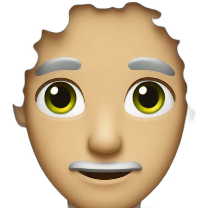 Man with grey curly hair and green eyes emoji