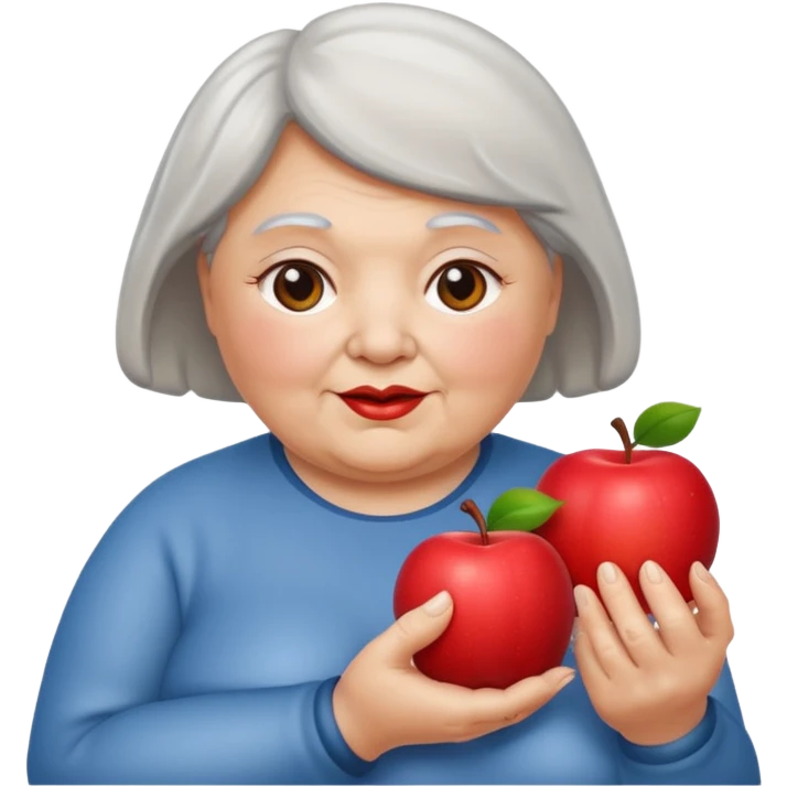 Old chubby lady with two apples emoji
