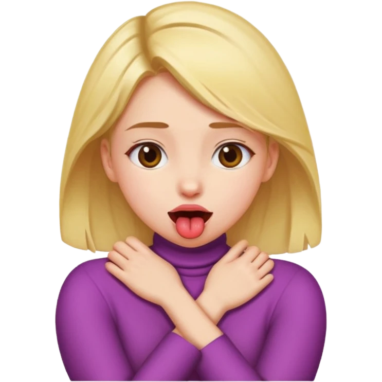 Create a girl crossing her arms around her neck with her Tounge out  emoji