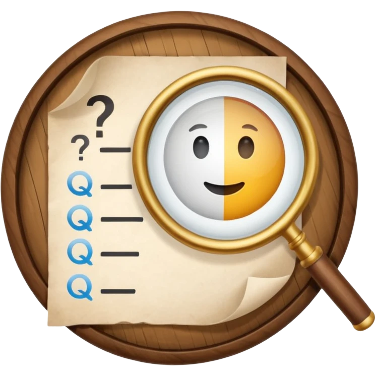  lente di ingrandimento foglio con scritte a risposte multiple emoji