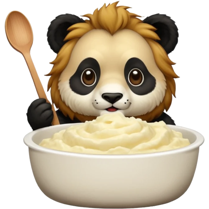 A lion panda eating mashed potatoes emoji