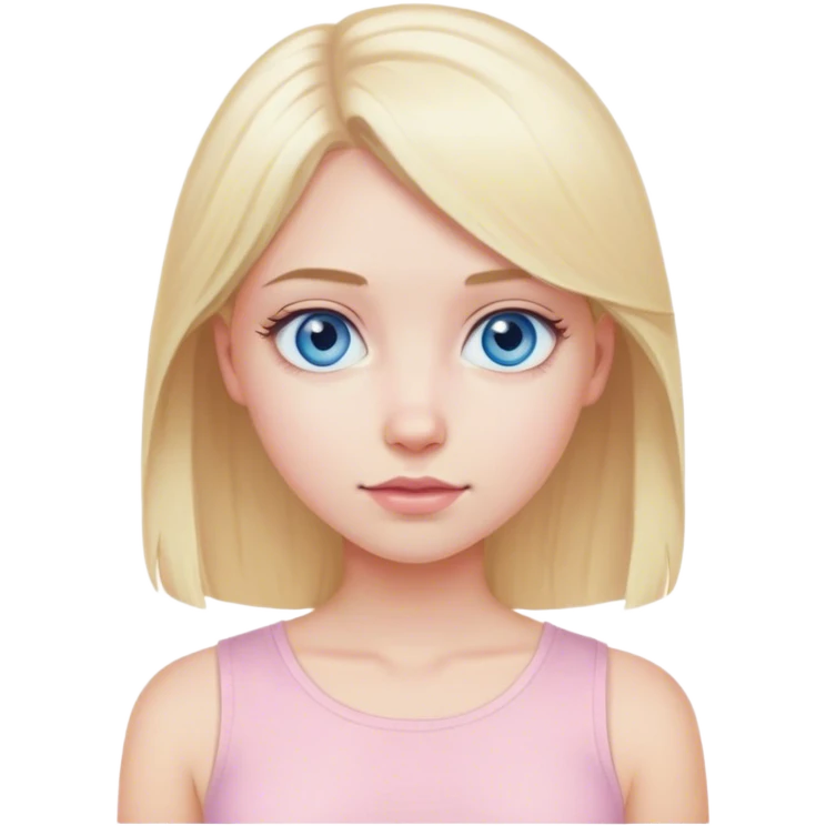 Blue eyed, blonde hair, pale girl,  ￼ light pink top emoji