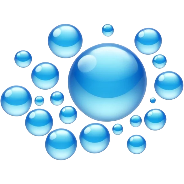3D iPhone style emoji of free-floating bubbles, scattered randomly in the air, translucent and shiny, various sizes, not contained in any circle, isolated on white background, soft shadows, high detail, NO FACE emoji