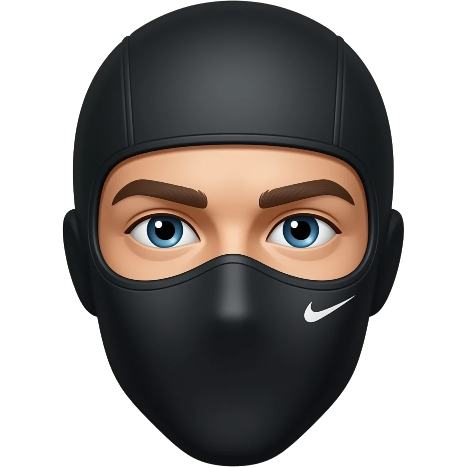 A black Nike ski mask on a face emoji