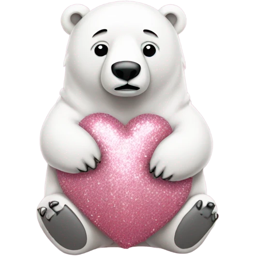 Rose pink full body polar bear sitting down with glitter emoji