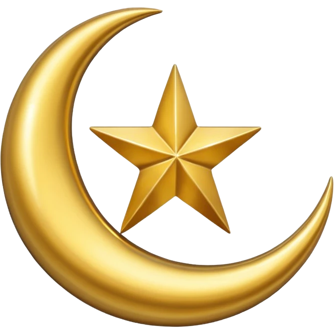 Star and Crescent emoji with black background and no face only star and crescent. emoji