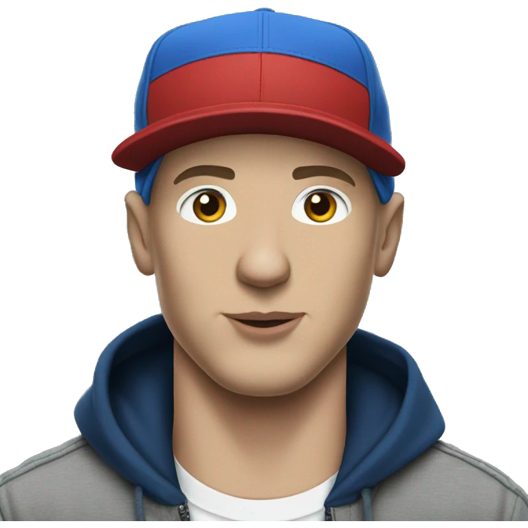 Eminem wearing a blue hat emoji