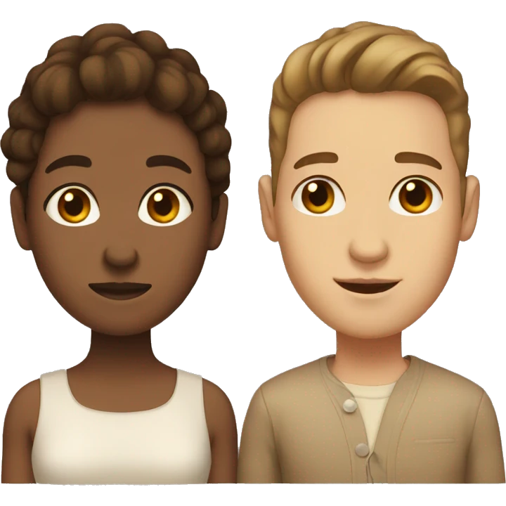 love couple with brown hair and beige skin emoji
