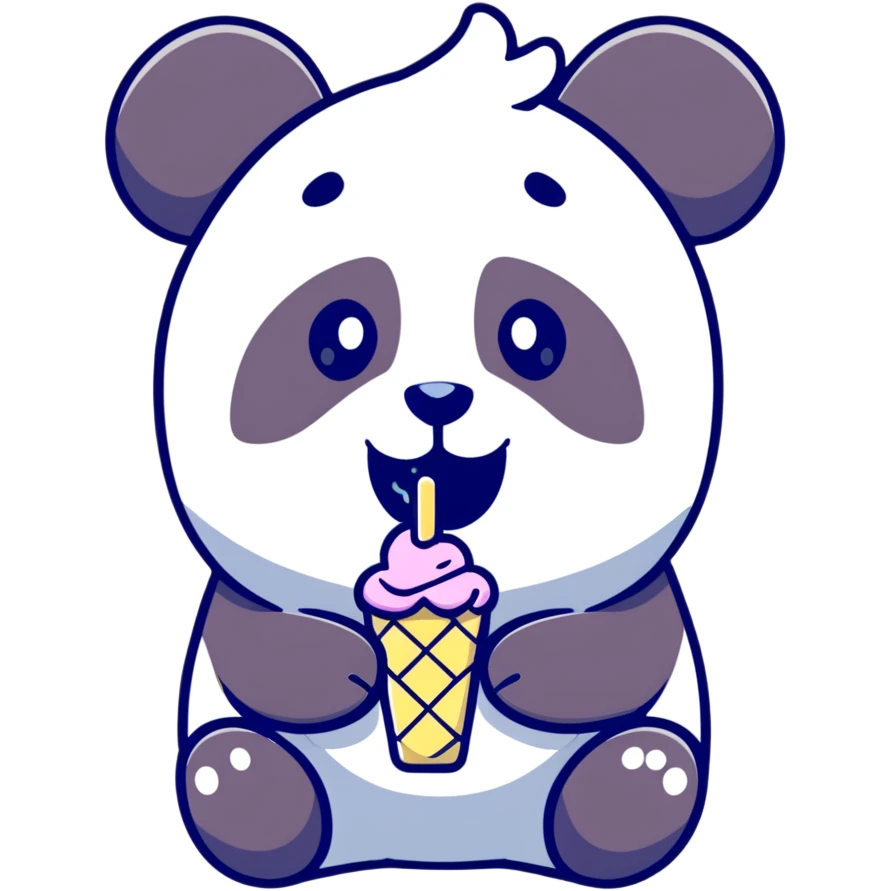 Panda eating ice cream emoji