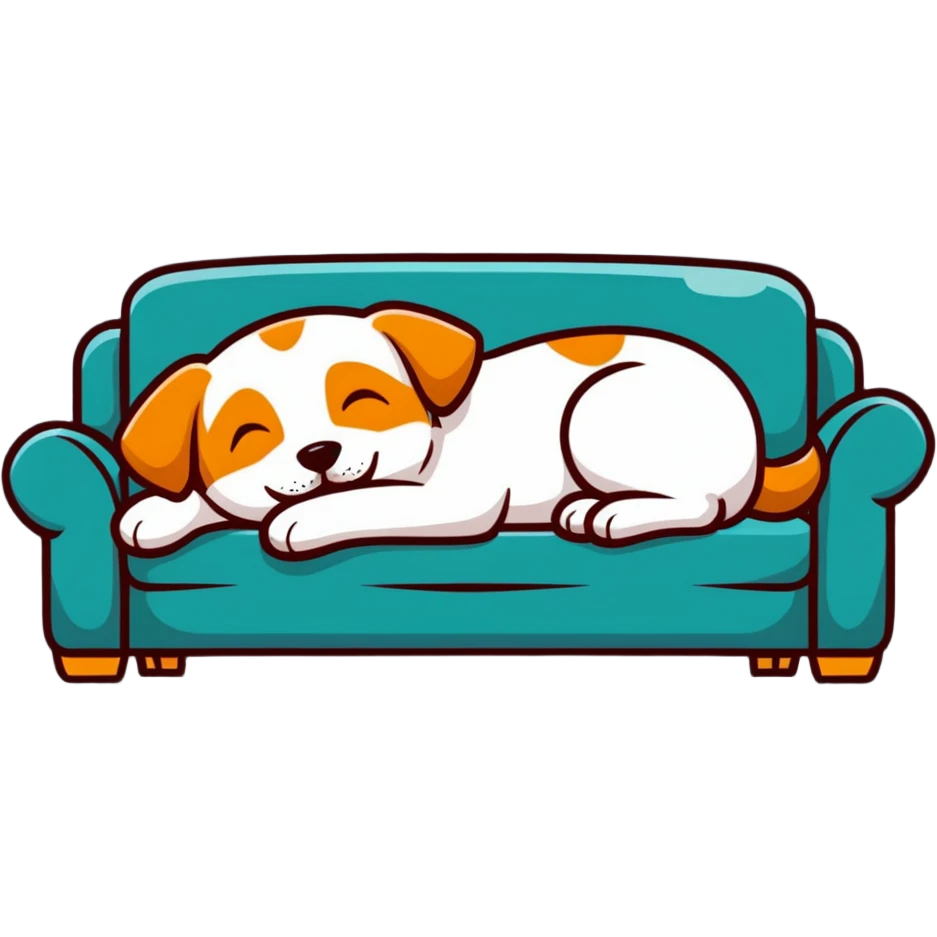 sleepy dog relaxing on couch emoji
