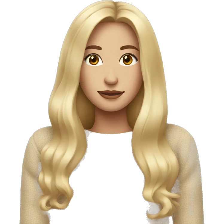 Blonde long hair women beige sweater emoji