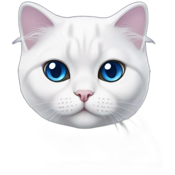 White Scottish fold cat,colour blue point,with blue eyes and purple  emoji
