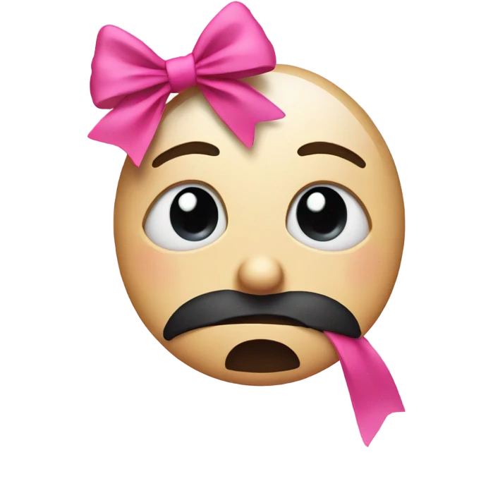 sad face with pink bow emoji