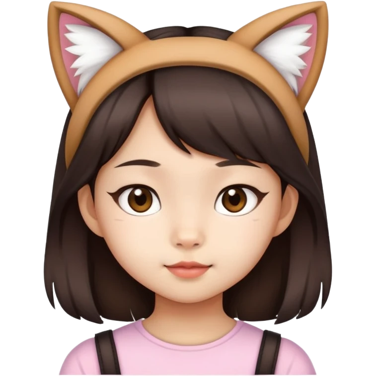 Little asian girl with a cat ears emoji