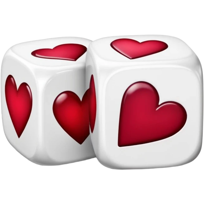 two dices in with burgundy red heart details emoji