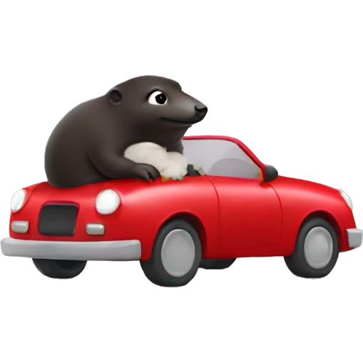 A mole in a red car emoji