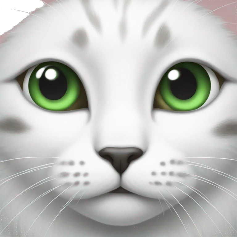 white cat with black spots and green eyes emoji