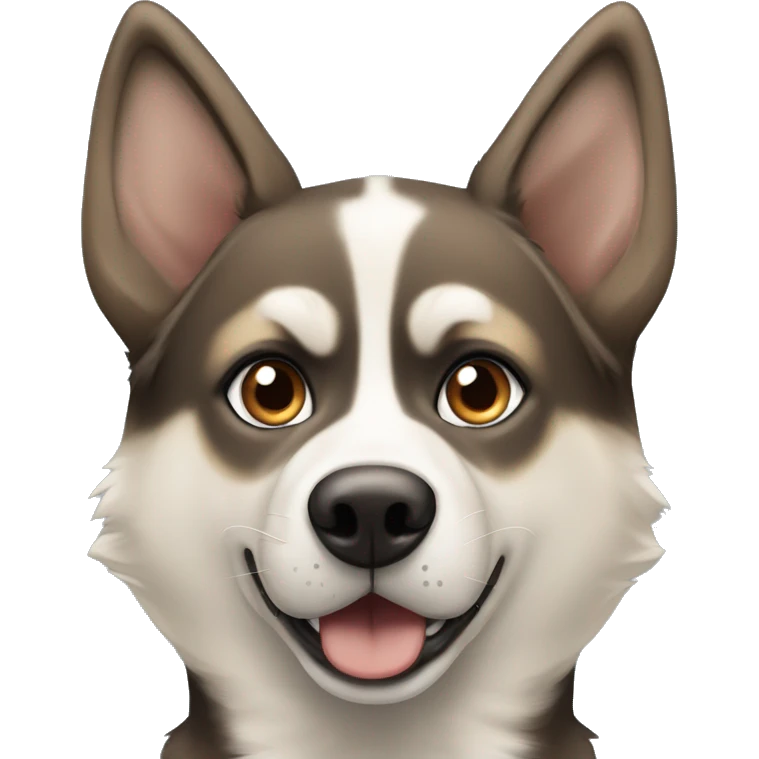 Husky mixed with German shepherd, one blue eye and one brown eye, more brown with tan spots emoji