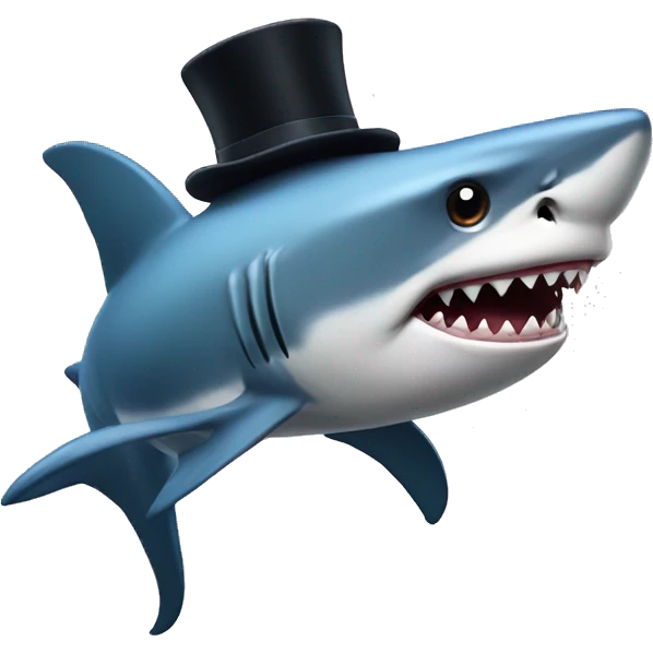 Shark with a top hat emoji