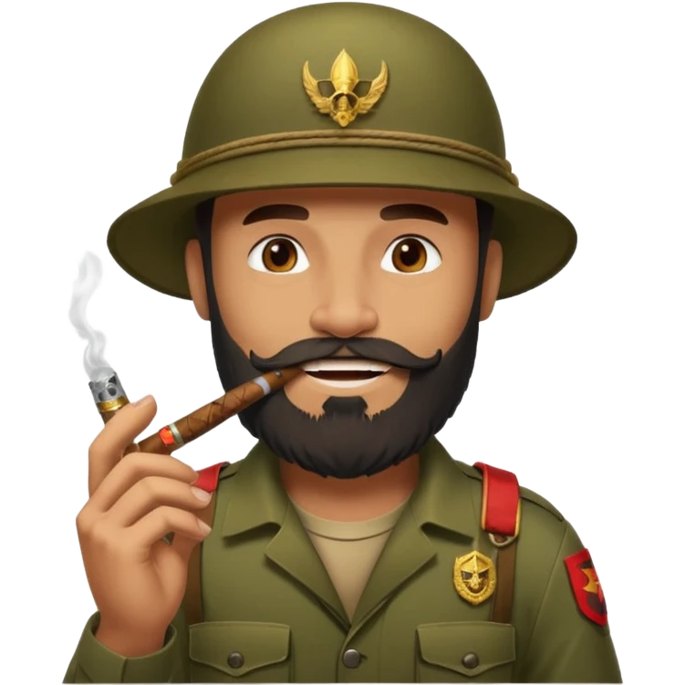 brauny bearded cool jungle commando smoking a cigar with a grin emoji