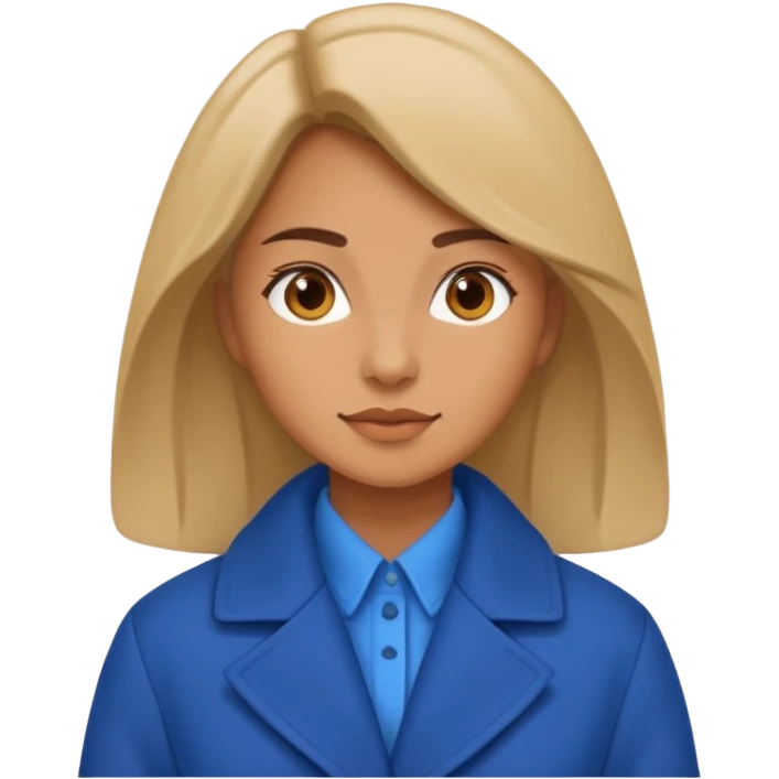 woman in blue coat, emoji